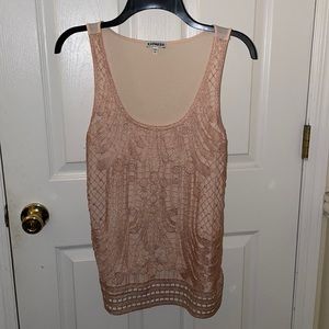 Express Women's Blush Lace Tank Top